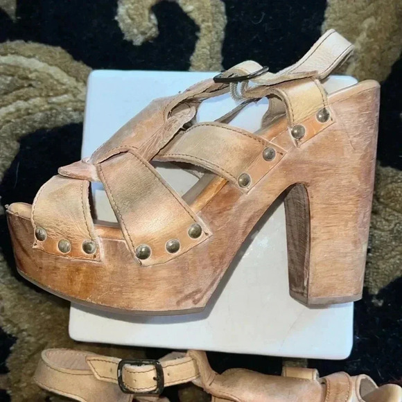 Bed Stu Women’s Melissa Distressed Tan Leather Rustic White 7.5 Platform Sandals - Picture 5 of 14